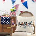 RABUSOFA 4th of July Memorial Day Patriotic Throw Pillow Cover, 18x18 Inch Red - Image 3