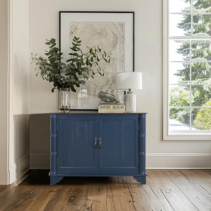 40" Solid Wood Buffet Storage Cabinet, Vintage Console Table - Image 7