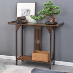Gdrasuya10 40 inch Walnut Bamboo Console Sofa Table, Vintage Sofa Table Narrow - Image 6
