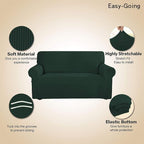 Easy-Going Stretch Loveseat Couch Covers Washable Dark Green | 1-Piece Loveseat - Image 3