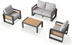 Aoxun Aluminum Patio Furniture Set, 4 Piece Luxury Outdoor Sectional - Image 9
