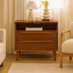 HULALA HOME End Table with Charging Station, Mid-Century Modern 2 Drawer and - Image 7