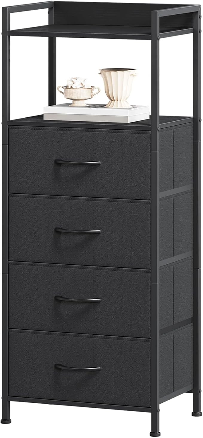 Somdot Nightstand with 4 Drawers, Vertical Storage Tower Fabric Dresser by Somdot