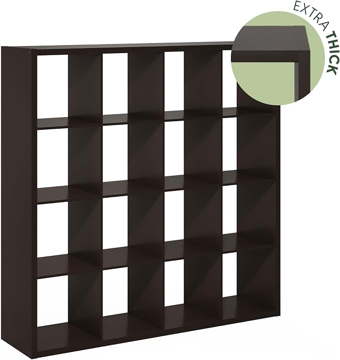 Furinno Cubicle Book Shelf, 16-Cube Bookshelf, Extra Thick Frame Reversible - Image 7