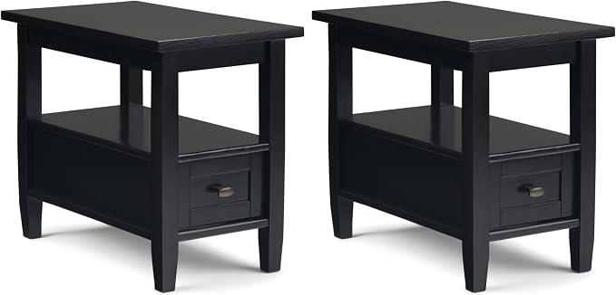 SIMPLIHOME Warm Shaker Solid Wood 14 inch Wide Transitional-Style Narrow Side by SimpliHome