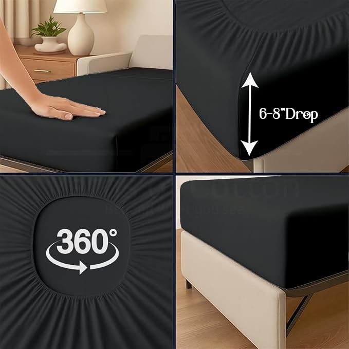Sleeper Sofa Bed Sheet, 100% Cotton 400 Thread Count, 4 Piece Set, Deep Pocket - Image 10