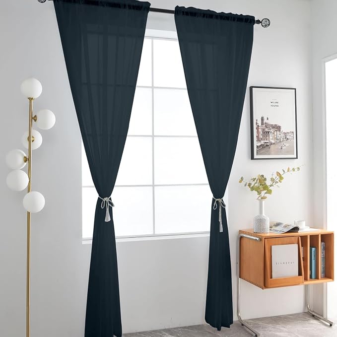 SpaceDresser Sheer Voile Window Treatment Rod Pocket Curtain Panels - Image 2