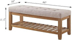 24KF Large Rectangular Upholstered Tufted Linen Fabric Ottoman Bench, Padded - Image 2