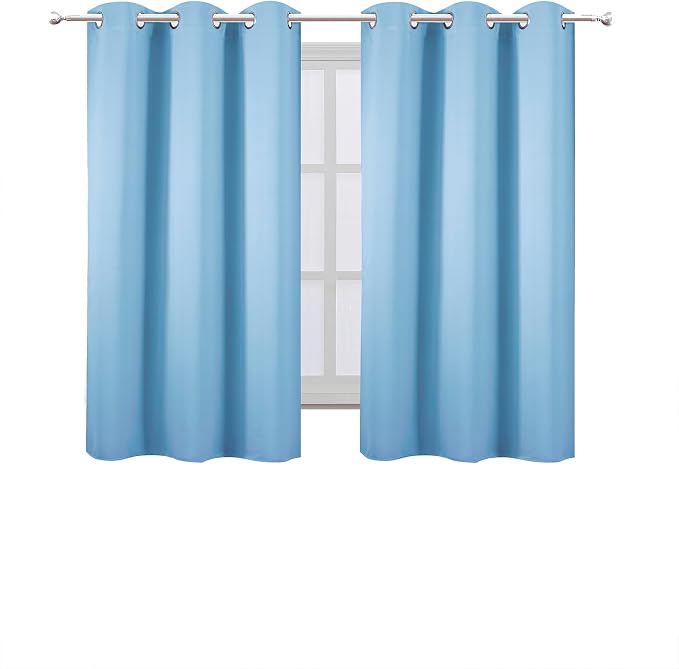 Sky Blue Blackout Curtains 34 x 54 Inch Length/Set of 2 Curtain Panels/Thermal - Image 2
