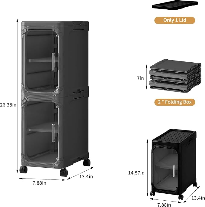 2-Tier Narrow Storage Cabinet, Slim Bathroom Storage Cabinet - Image 2