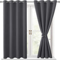 Grommet Blackout Curtains for Bedroom 52 x 54 Inches Long Dark Grey | Thermal by Hiasan