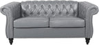 Mid-Century 2 Seater Sofa, Faux Leather Loveseat - Image 8