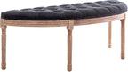Kmax 55" Upholstered Bench Tufted Fabric Bench Vintage Semi-Circle Entryway - Image 4
