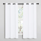 NICETOWN White Lightweight Fabric Curtain Panels, 48 inch Length, Non-Blackout by NICETOWN