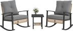 Outsunny 3 Pieces Rocking Wicker Outdoor Bistro Set, Rattan Patio Furniture Set by Outsunny