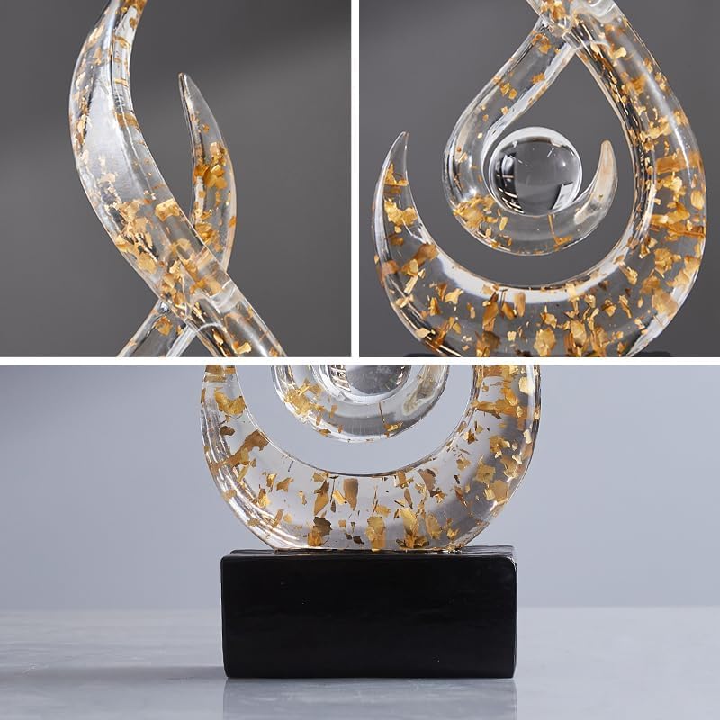 Modern Abstract Art Table Decoration,Resin Flame Statue Modern Centerpiece Ornaments for Living Room Great Gift Idea Home Decor,Collectibles (White+Gold) - Image 5