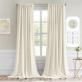 MIULEE Beige White Back Tab Blackout Curtains 52x120 Inch Long 2 Panels Set | by MIULEE