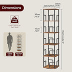 MAHANCRIS 5-Tier Rotating Bookshelf, Freestanding Corner Bookshelf, 360° - Image 3
