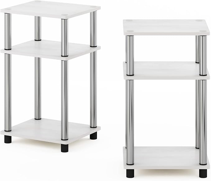 Furinno JUST Side Table Set of 2, 3-Tier Modern End Tables, Open Shelves Night - Image 8