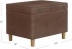 HomePop - Dinah 24" Storage Ottoman- Brown Faux Leather - Image 3