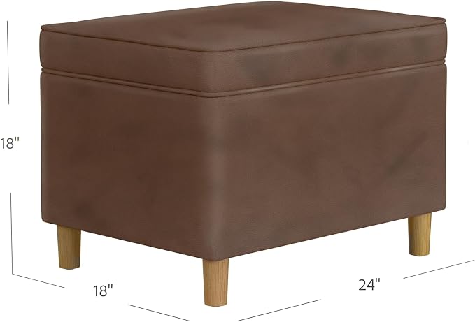 HomePop - Dinah 24" Storage Ottoman- Brown Faux Leather - Image 3