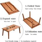 JIKUGO Bamboo Folding Coffee Table No Assembly Required Japanese Floor Table - Image 9