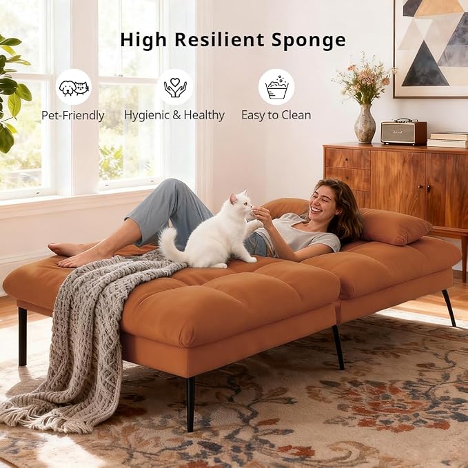 COMHOMA 72″ Futon Sofa Bed, Convertible Fabric Futons Couch - Image 9