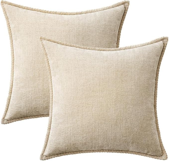 MIULEE Decorative Couch Throw Pillow Covers 18x18 Inch Beige 2 Pack | Neutral - Image 8
