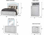 First of a Kind Shiney Contemporary 5 Piece Queen Bedroom Set High Gloss White - Image 9