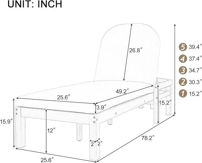 Outdoor Chaise Lounge Chair Set of 4, Patio Chaise Lounge Recliner - Image 2