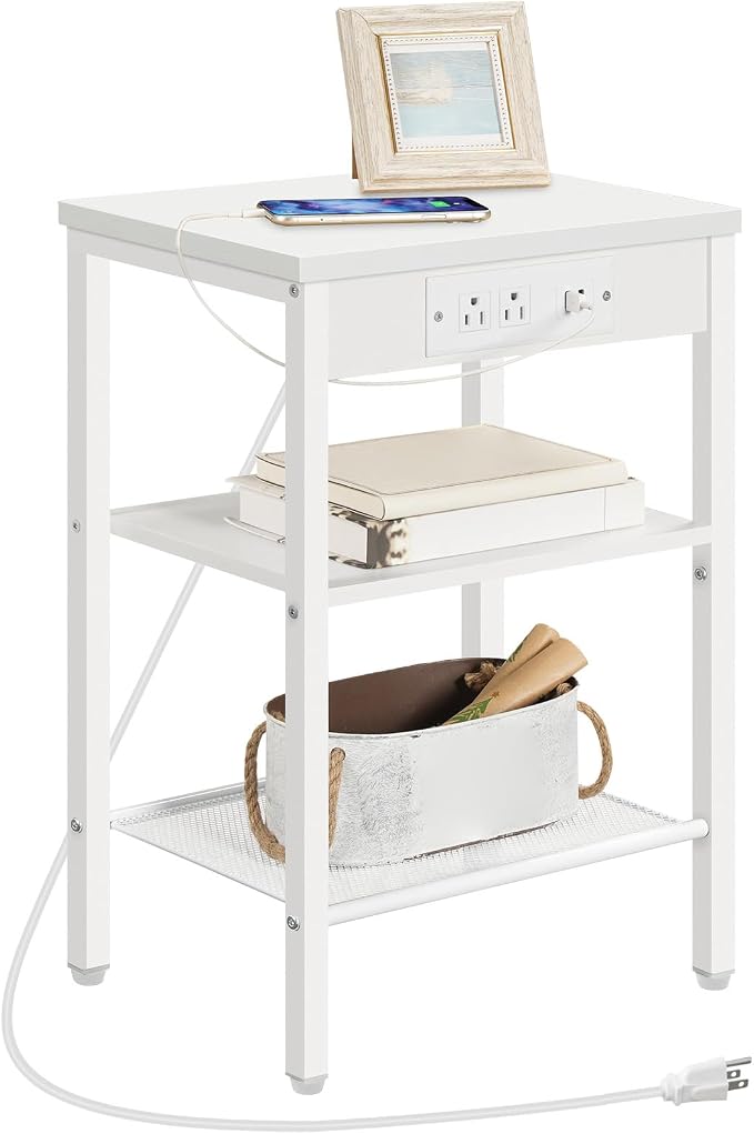 HOOBRO Side Table with Charging Station and USB Port, Small End Table - Image 8