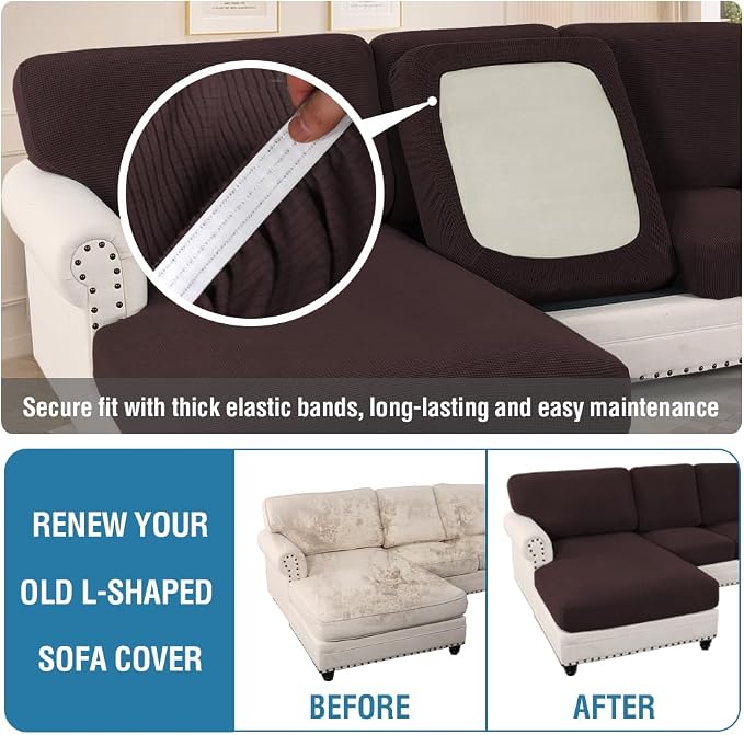 H.VERSAILTEX Sectional Couch Covers 8 Pieces Stretch Sofa Covers - Image 6