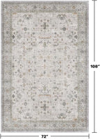 Washable Light Gray & Sage Living Room Rug 6x9 - Image 2