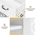 59″ White Bohemia 4 Heart Shaped Carved Doors, 2 Drawers and 2 Adjustable - Image 5