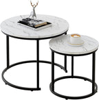 aboxoo Round Nesting Coffee Table Side Table Set of 2 End Tables by aboxoo
