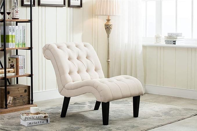 Mid Century Modern Accent Chair, Button Tufted Armless Lounge Chair, - Image 9