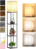 Floor Lamp with Shelves for Living Room Oak Gray, Shelf Floor Lamp with 3 CCT by PARTPHONER