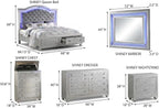 First of a Kind Shiney Contemporary 5 Piece Queen Bedroom Set High Gloss Silver - Image 9