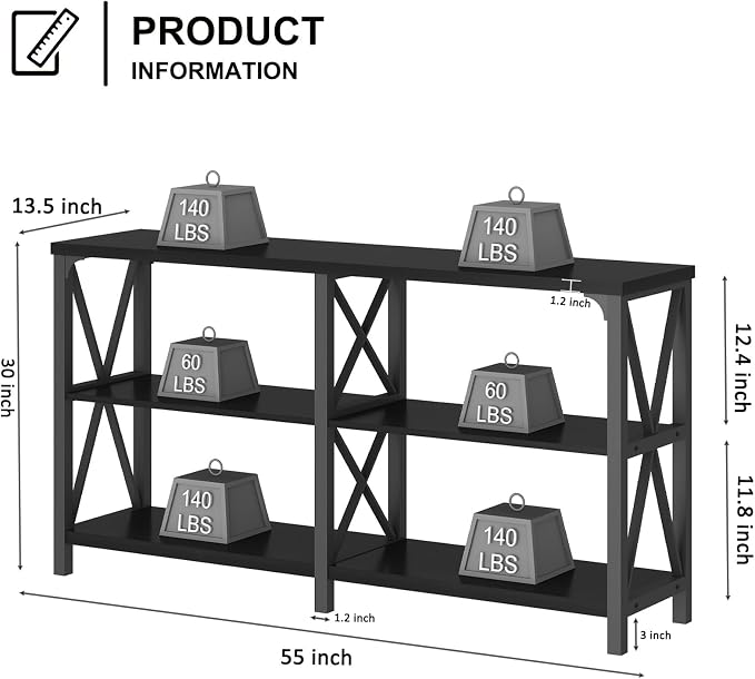 LVB Black Console Table, Modern Entryway Table - Image 2