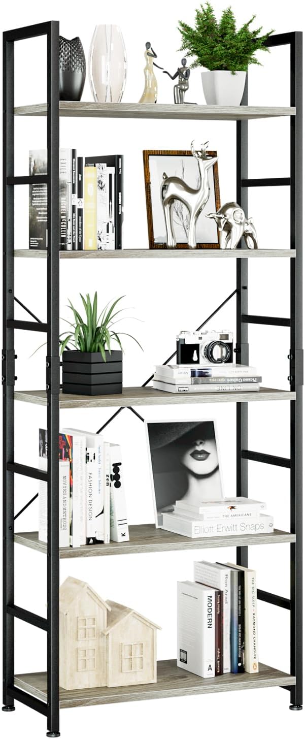 NUMENN 5 Tier Bookshelf, Tall Bookcase Shelf Storage Organizer, Modern Book by NUMENN