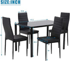 FDW | 5-Piece Dining Table Set | Black | Glass Kitchen Table - Image 7
