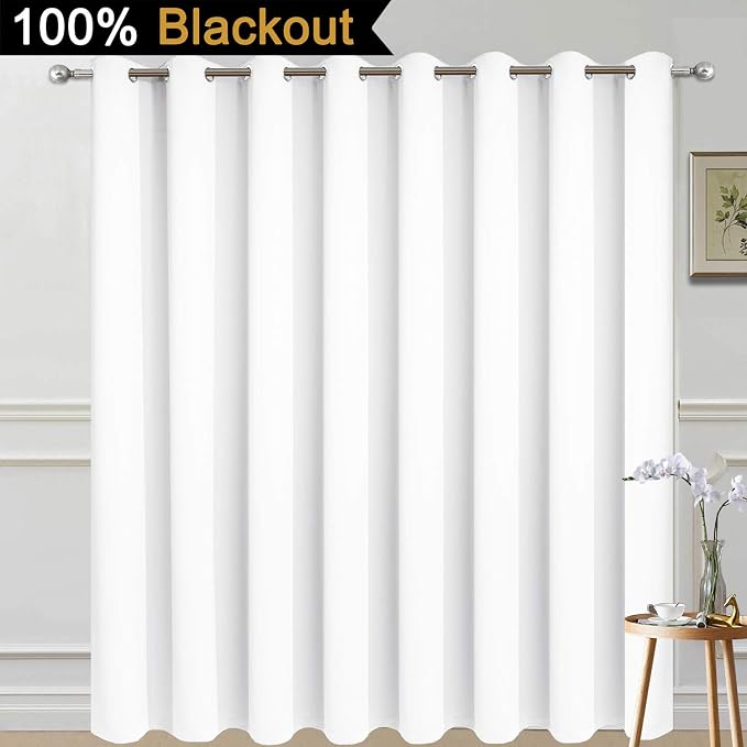 Yakamok Pure White Blackout Patio Door Curtain Panels W100 x L84, 1 Panel | - Image 2
