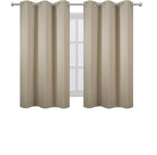 Beige Blackout Curtains 42 x 54 Inch Length Set of 2 Panels Grommet Bedroom - Image 2