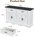 56" Modern Farmhouse Sideboard Buffet Cabinet - Image 2