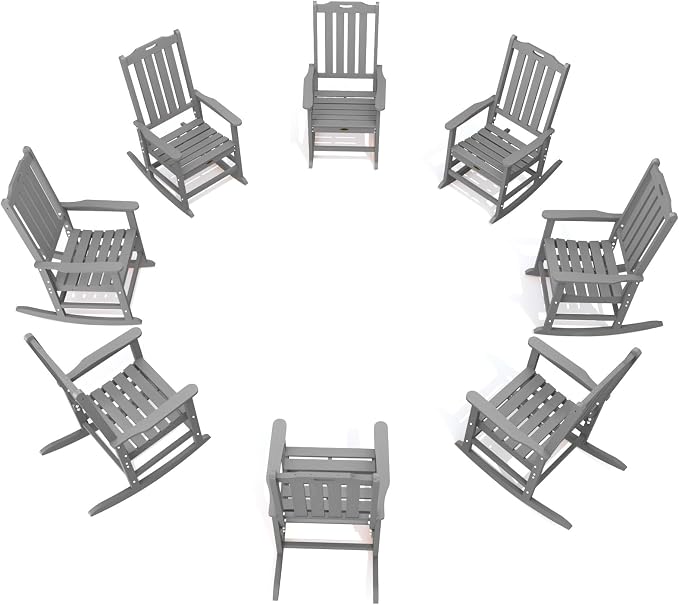 THOEOE Oversized Rocking Chair Set of 8, Outdoor Rocking Chair by THOEOE