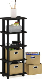 Furinno LACi 4-Bins System Rack, 11.3 x 28.8 Inch, Espresso/Black - Image 7