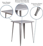Flash Furniture Nolan Commercial Grade 31.5" Square Silver Metal Indoor-Outdoor - Image 4
