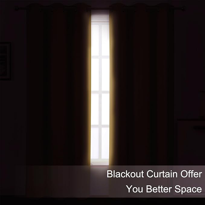 Blackout Curtains 66 x 54 Inch Long Mustard Yellow Curtains Set of 2 Panels - Image 3