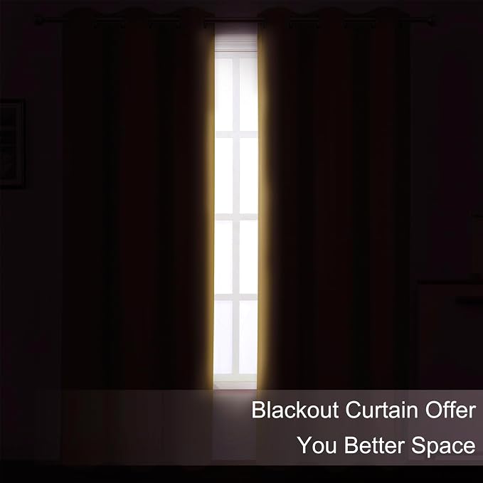 Blackout Curtains 52 x 108 inch/Mustard Yellow Curtains Set of 2 Panels/Thermal - Image 3