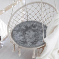15.7 Inch Grey Mini Round Faux Fur Sheepskin Rugs Small Fluffy Circle Rug by TENNOLA